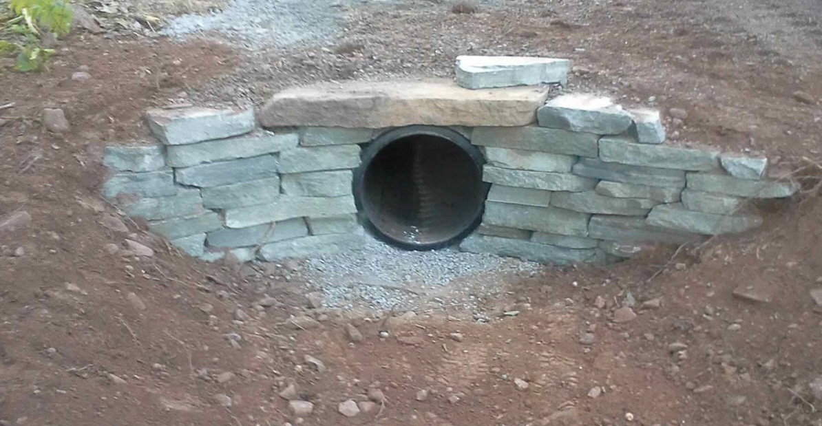 New culvert and stone headwall